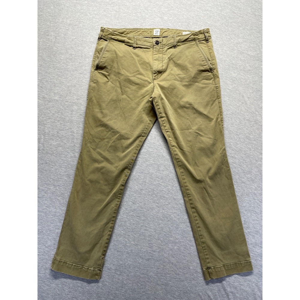 Gap For Good Chino Pants Mens 38x30 Olive Green Slim Fit Stretch Straight Leg